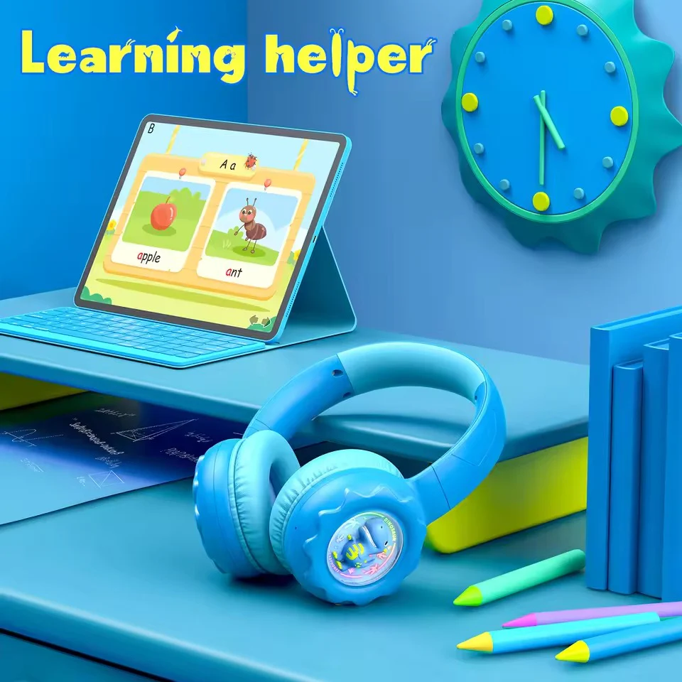 Onikuma B30 Little Dinosaur Ear Wireless Headset with 85dB Kids Ear Protection (Blue) - Image 4