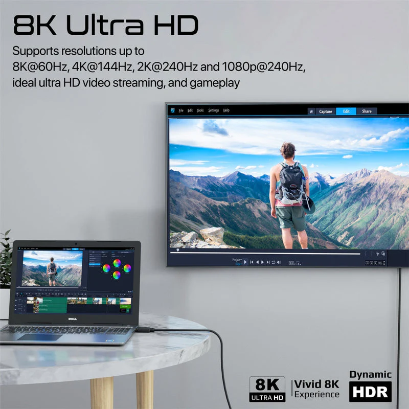 Promate DPLink-120 8K@60Hz High-Definition 120cm DisplayPort Cable - Image 5