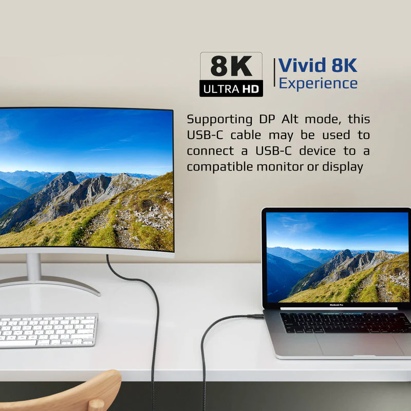 Promate PowerBolt240-1M 240W 40Gbps Thunderbolt 3 100cm Super Speed Fast Charging USB-C Cable - Image 4